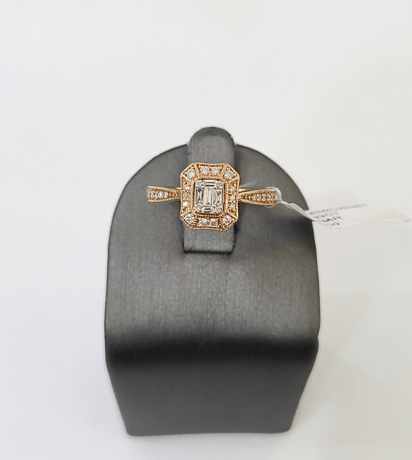 REAL 14k Rose Gold Diamond Ladies Ring Octagonal Shape Women Engagement Wedding - GoldenlinQ